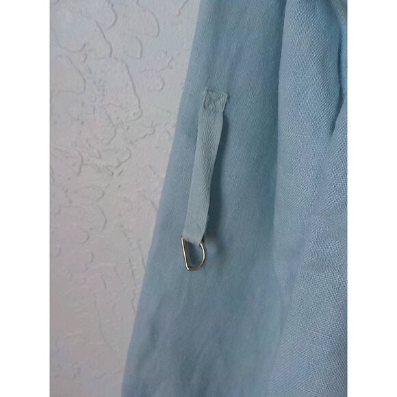 VTG Focus Lifestyle Blue Button Up Shirt Women size 16 100% Linen Long Sleeves - Picture 12 of 15